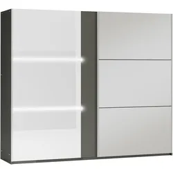 SCHWEBETÜRENSCHRANK RENEKTON 250/215/65 cm 2-türig mit Spiegel Graphitfarben