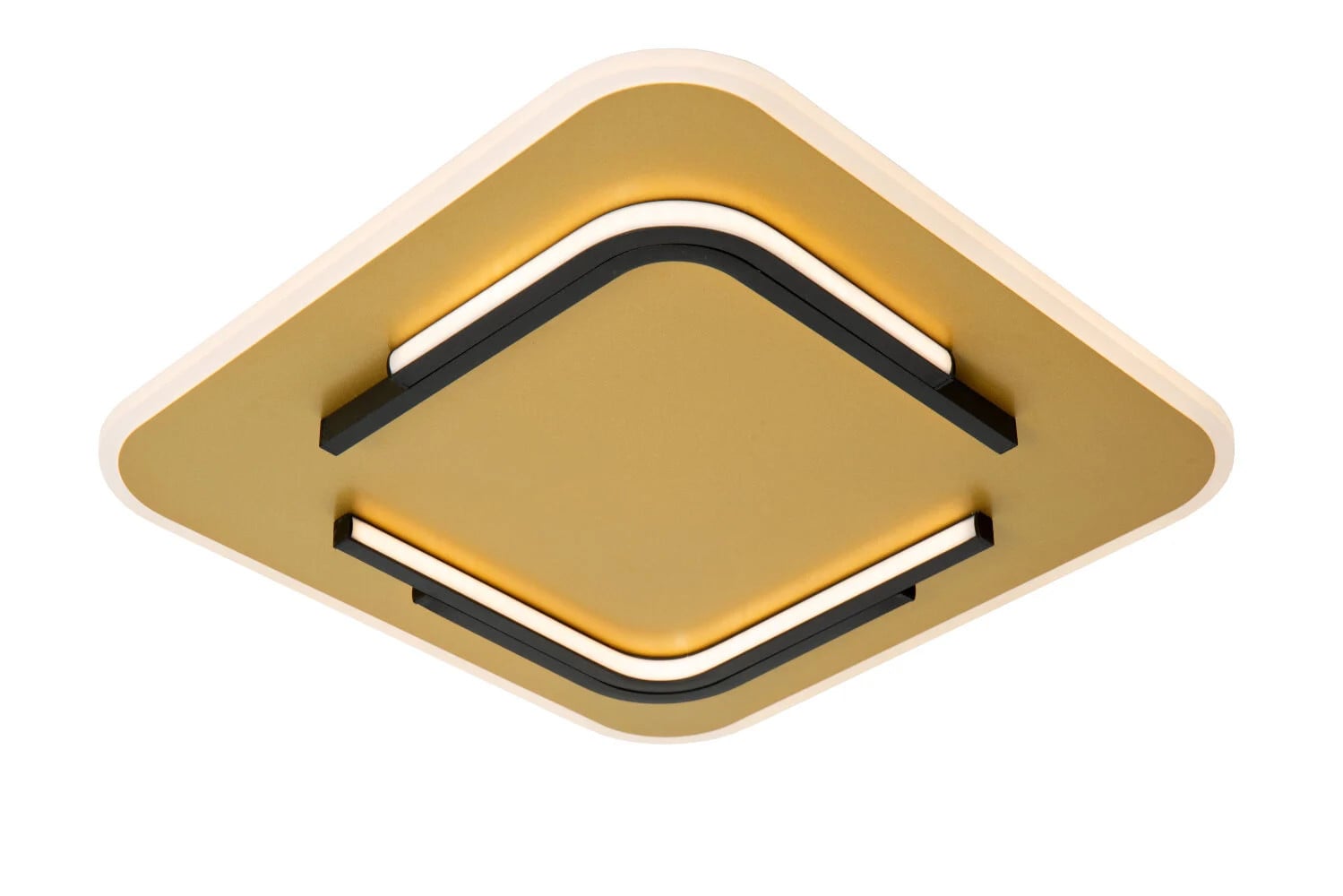 Lucide Andreas LED Plafondlamp - Zwart en Goud/Messing - 40 x 40 cm