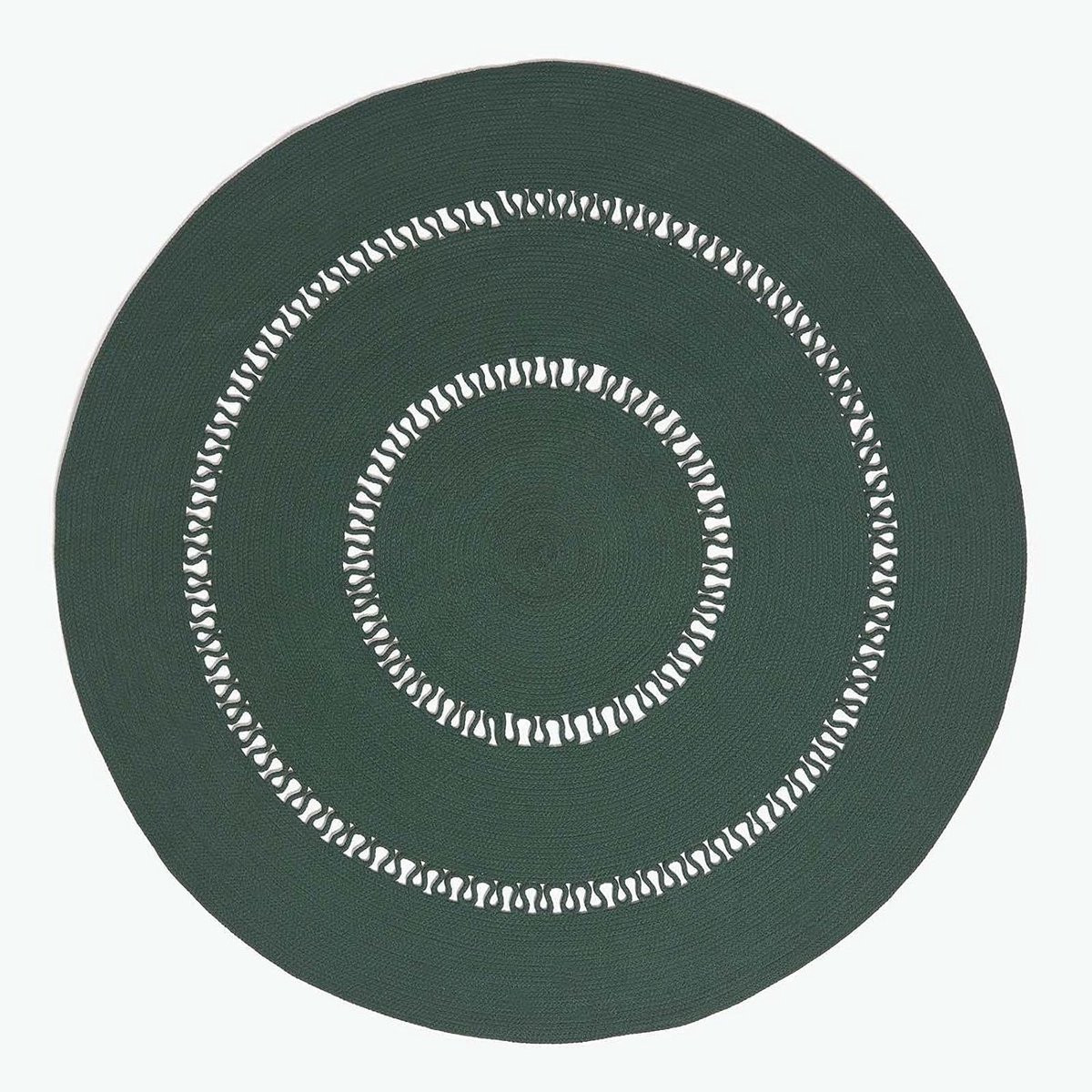 Handgeweven Rond Vloerkleed van Katoen - Donkergroen - 150 cm
