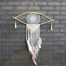 Protection Dream Cather - Lrg Macrame Eye Blue/ Whie/Pink