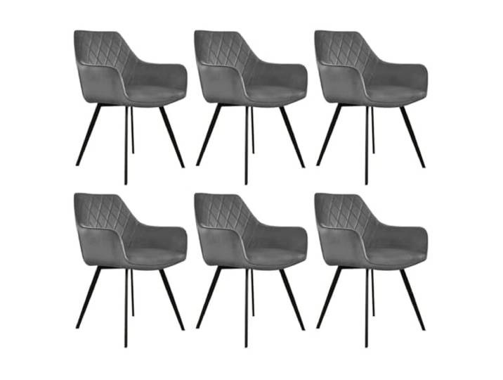 SET van 6 Kick eetkamerstoel Karl Velvet - Donkergrijs