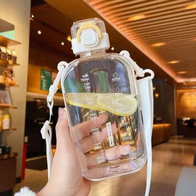 Uplift Picks 750 ML Flat Water Bottle With Time Marker Leakproof Portable Sports Bottle white 2 750 Ml