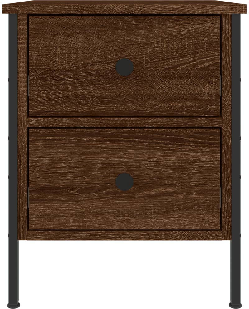 Rio Alius Iron Bedside Table Brown Oak 50cm H X 40cm W X 42cm D