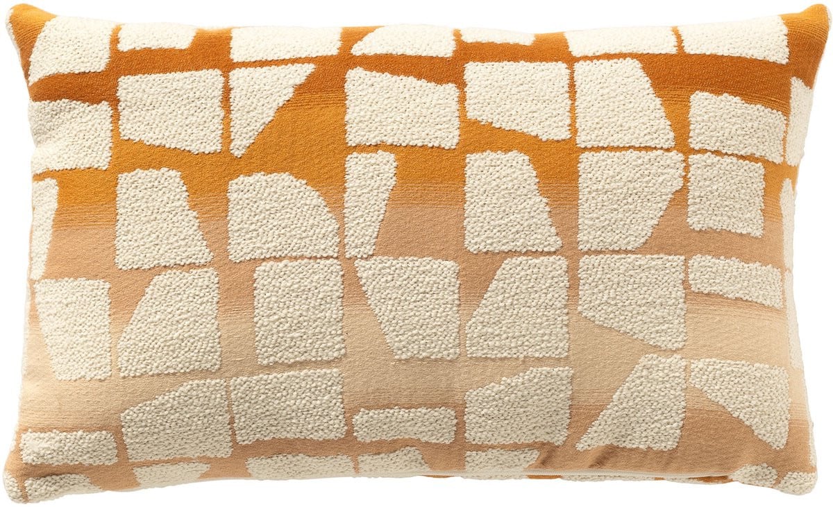 Dutch Decor RIO kussenhoes Golden Ochre oranje wit met rits B/D/H: 50 x 30 cm