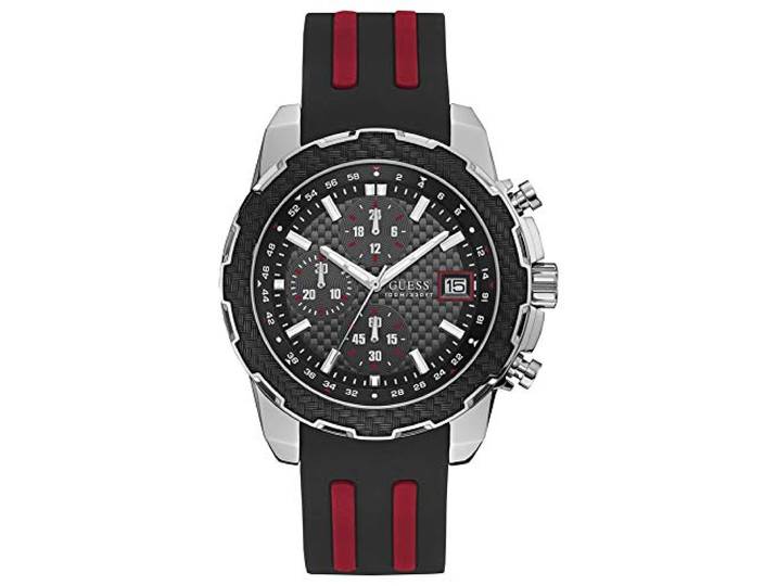 Guess Heren chronograaf quartz horloge met siliconen band W1047G1, riem