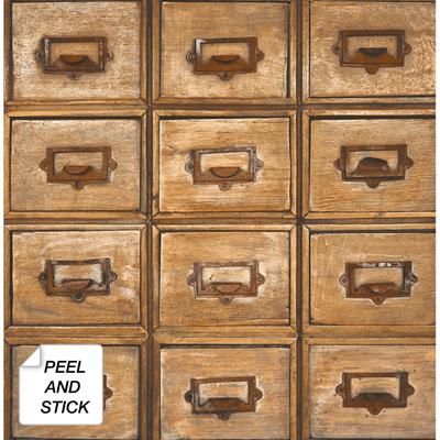 NextWall Library Card Catalog Peel and Stick Wallpaper - 20.5 in. W x 18 ft. L