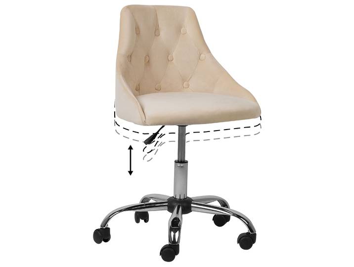 BELIANI Arbeitshocker Beige aus Samtstoff Bürostuhl mit Rollen Elegant Klassisch