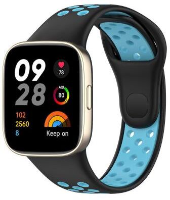Everyday Crate Redmi Watch 3 Silicone Watch Band Two Color Sports Watch Strap With Secure Press Button black Blue