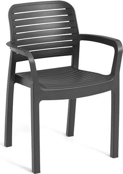 Gartenstuhl, 6er Set, Allibert by KETER Chloe, Harz Rattan Optik, Graphitgrau, L58 x P53 x H89 cm