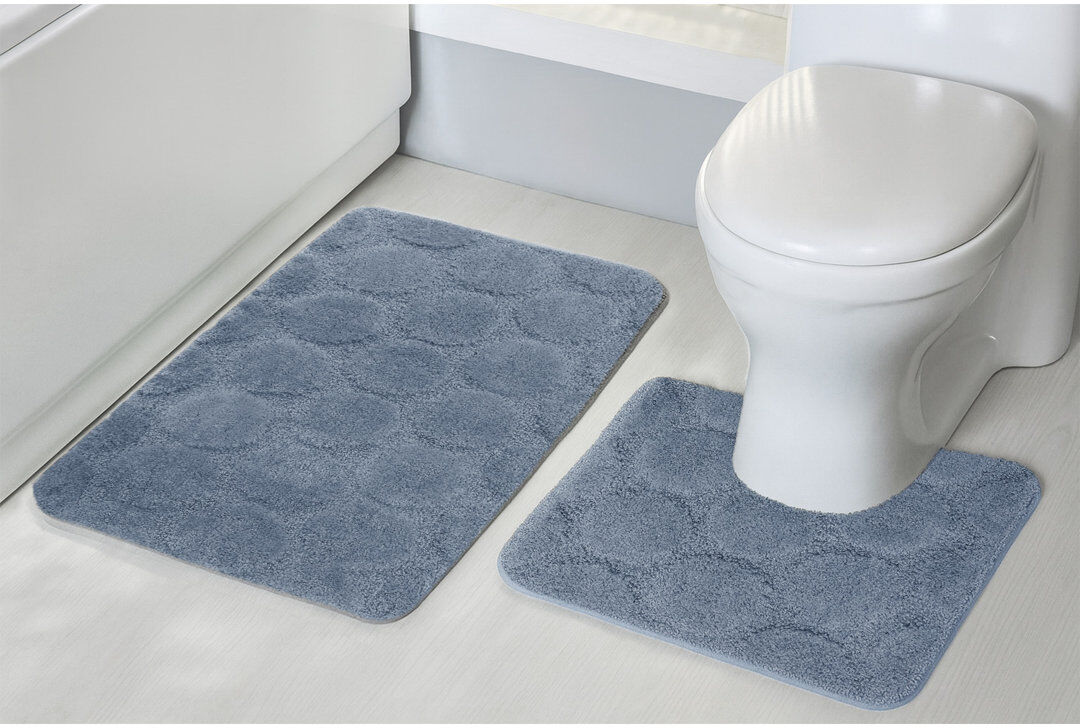 17 Stories 3D Effect Supersoft High Density Anti Slip Cobla Bath Mat Set Ocean 50cm W