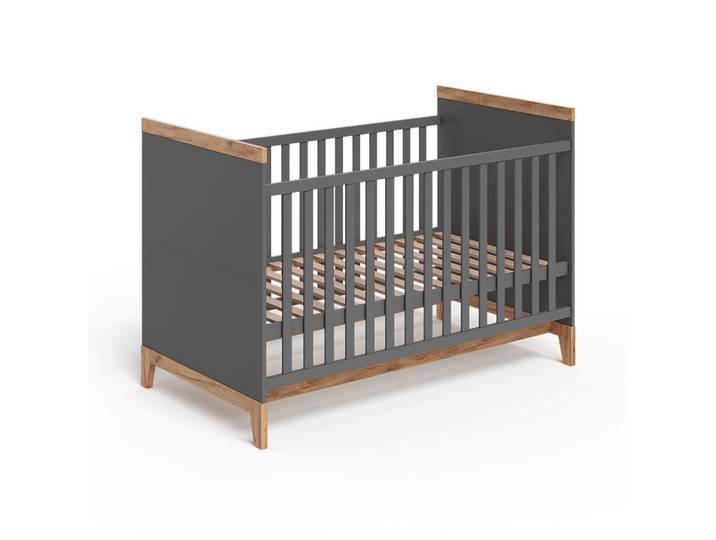 VitaliSpa Babybett Malia Grau/Artisan 70x140 cm, Grau, Eiche Artisan, Holzwerkstoff, Baby- und Kindermöbel, Babyzimmer, Babybett, Gitterbett
