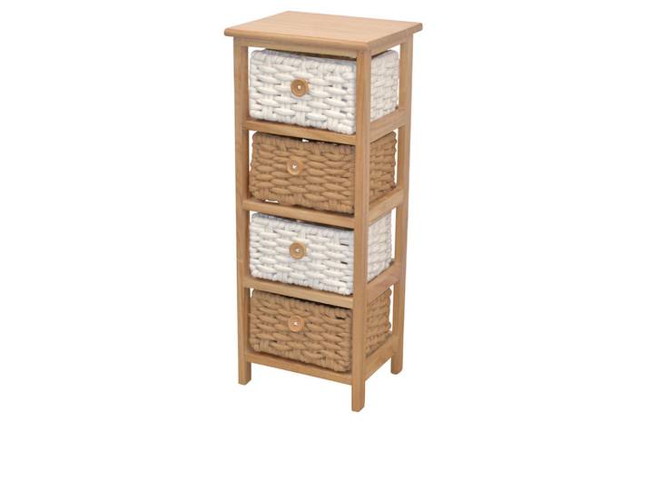 Mid.you Kommode, Natur, Holz, Paulownia, massiv, 4 Schublade(n) Schubladen, 30x74x25 cm, stehend, Holzmöbel, Kleinmöbel Holz, Holzkommoden