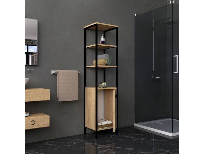 Colonne Sabaudia Dmora bois noble chêne brun 162x34x38h cm