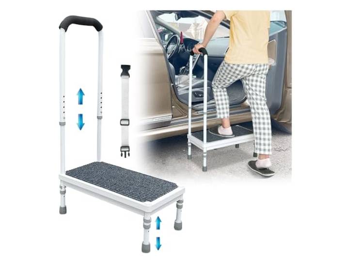 Medizinischer Tritthocker mit Griff für ältere Senioren Erwachsene 3-in-1-Fußtritt für hohe Betten, verstellbare Plattformstufen für Schlafzimmer, SUV, Auto