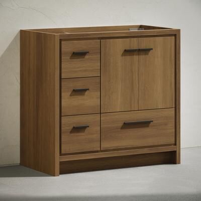 Swiss Madison "Virage 36"" Freestanding Bathroom Vanity In Brown Oak Without Sink Top - 36"