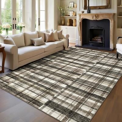 Garvee Rustic Plaid Geometric Area Rug