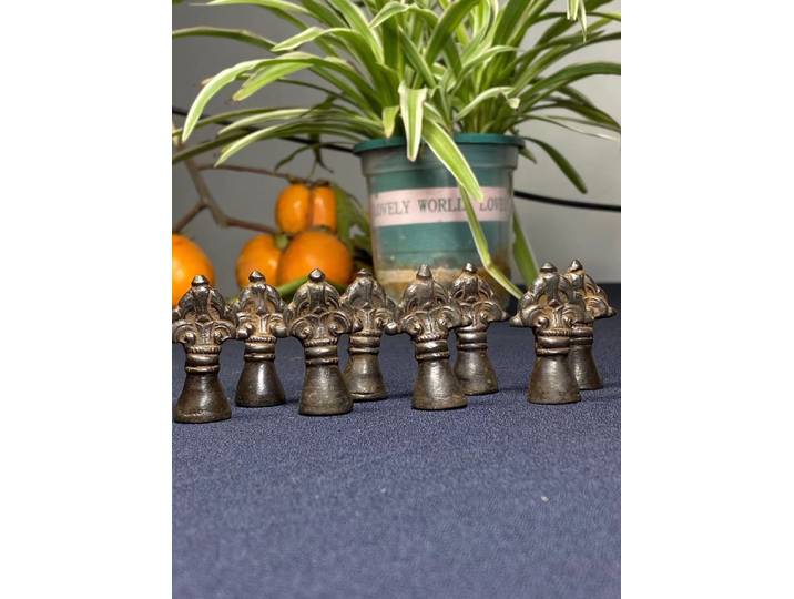 Collection de temple tibétain de 2 pouces, vieux Bronze, huit trésors de bon augure, un ensemble d'amulette de sceau bouddhiste, maison de ville Dharma, exorcisme