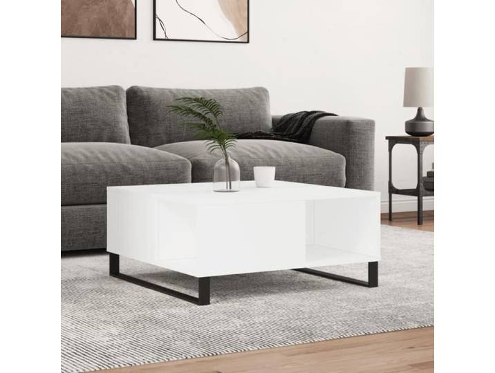 Promo Table de Salon LMT - Table basse blanc 80x80x36 5 cm bois d'ingénierie 26 3Kg