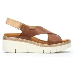 Pikolinos für Damen. W0K-0606C1 Braune Gomera Keilsandaletten aus Leder (39), 3 bis 5 cm, Klettverschluss, Lässig