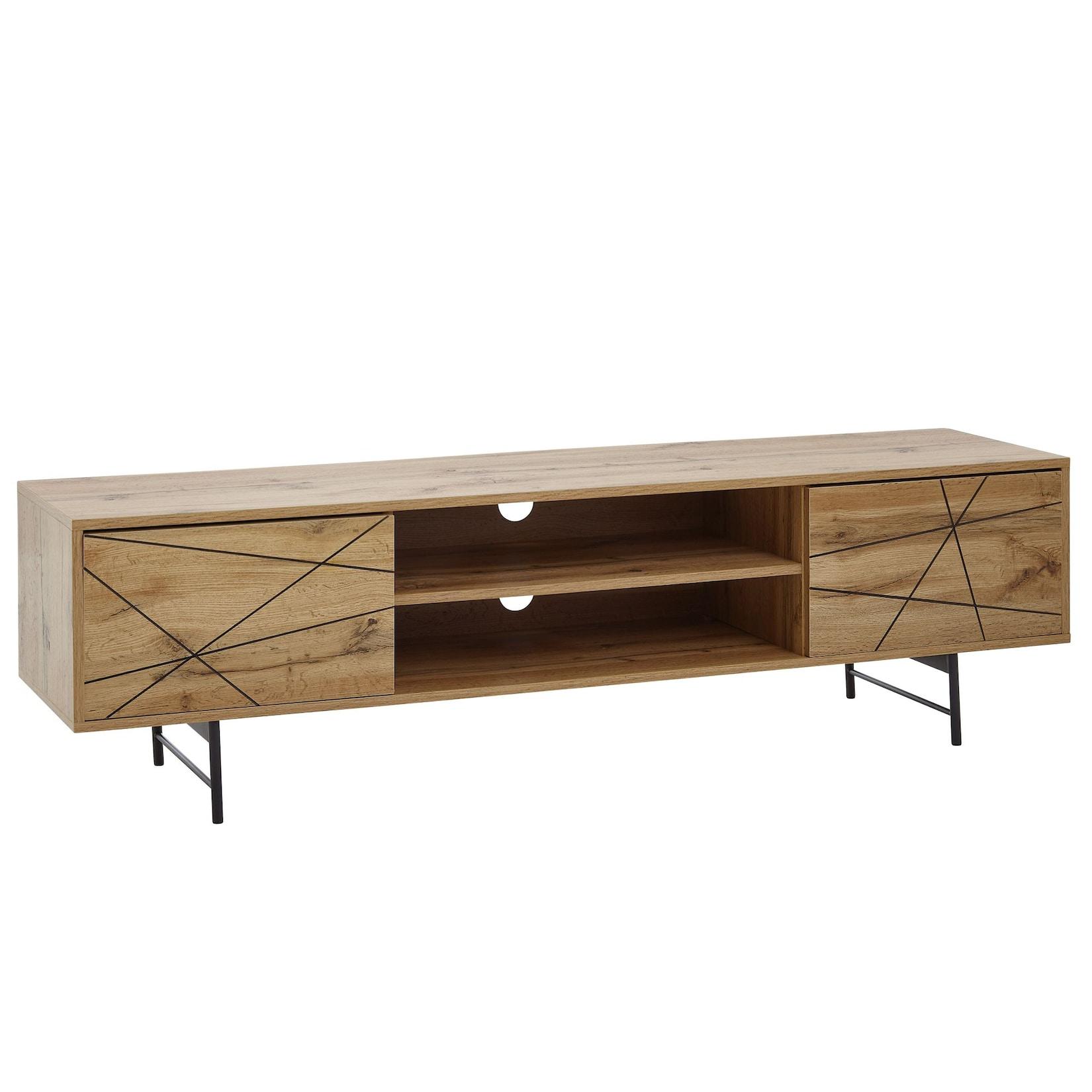 KADIMA DESIGN Eiche TV-Unterschrank, Modernes Linienmuster, 160cm Breit, Robuste Materialien