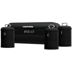 BerlingerHaus Brotkasten und Küchendosen-Set, schwarz-silber, Brotaufbewahrung, Silber, Schwarz