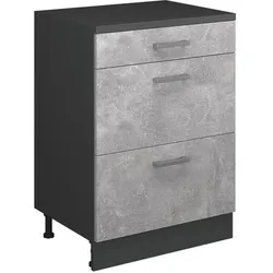 Vicco, Kommode + Sideboard, Kommode unter Schräge Rion, Beton, 60 x 81.6 cm ohne Schräge mit 2 Schubladen (60 x 46 x 81.60 cm)