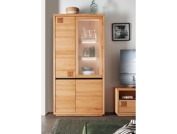 Vitrine 103x205cm 'Bergamo' Kernbuche geölt WZ-0159