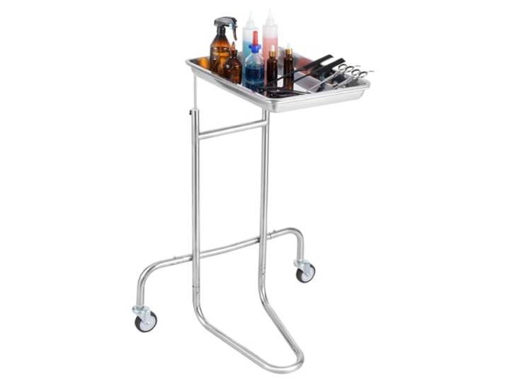 VEVOR Chariot de Laboratoire en Acier Inoxydable\, Chariot Médical Mobile avec Plateau Unique\, Chariot Utilitaire Hauteur Réglable\, avec 2 Roues Silencieuses\, pour Laboratoire\, Clinique\, Hôpital\, Salon