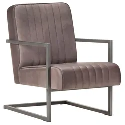 vidaXL Freischwinger Sessel Distressed Braun Echtleder
