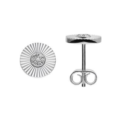 Paar Ohrstecker JOBO "Ohrringe Teller 8 mm", silber (silber 925, weiß), Ohrringe, Damen, 8,8mm, Silber 925 (Sterlingsilber), 925 Silber mit 14 Zirkonia