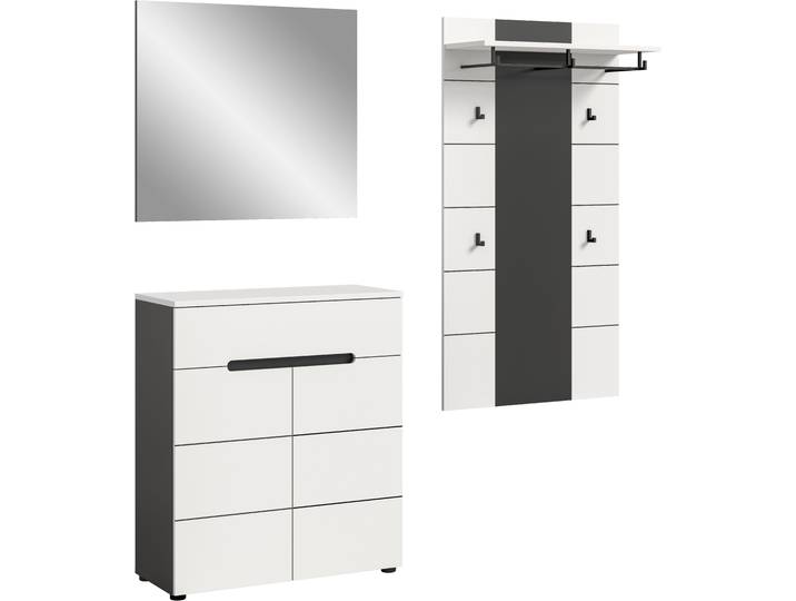 Garderoben-Set HOME AFFAIRE REHAT, TOPSELLER, 3-teilig, Breite 175 cm, individuell erweiterbar , basalt grau, weiß, Kastenmöbel-Sets, Garderoben-Set, Garderobenkombination, Kombination, Set, Flurgarderobe, Diele