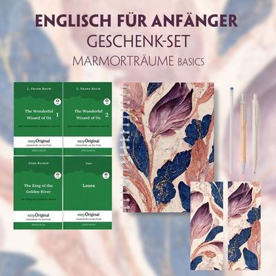 Englisch für Anfänger Geschenkset - 4 Bücher (mit Audio-Online) + Marmorträume Schreibset Basics, Set von L. Frank Baum,John Ruskin,Hector Hugh Munro