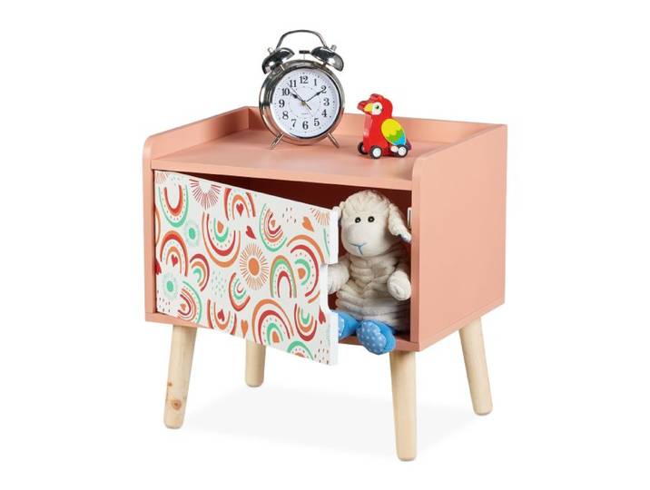 Relaxdays Nachttisch für Kinder mit Staufach