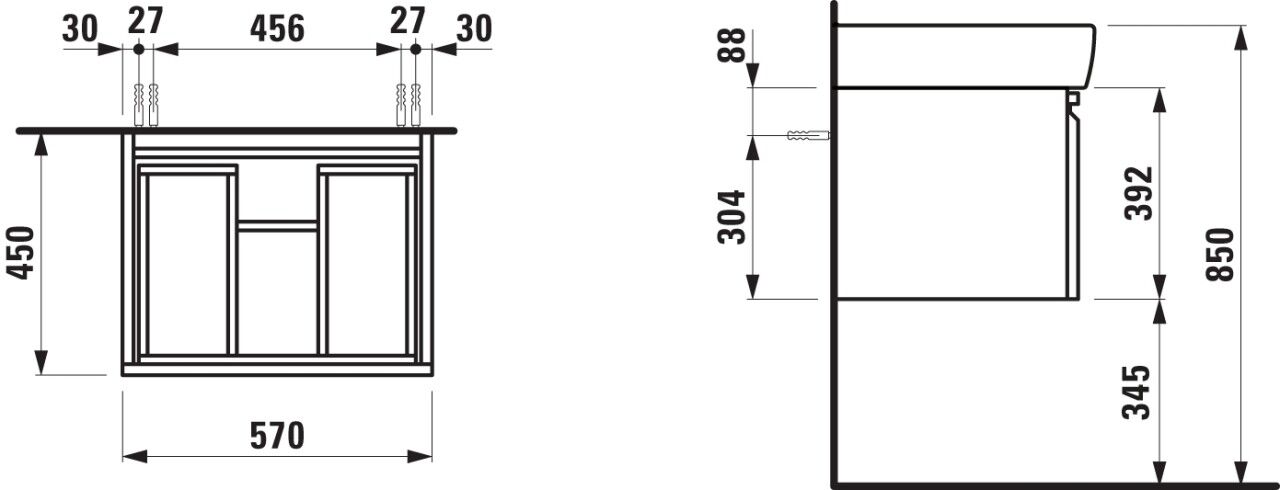 LAUFEN Waschtischunterbau, LAUFEN Pro A, 570x450x390, Weiß matt, 4830410954631 H4830410954631