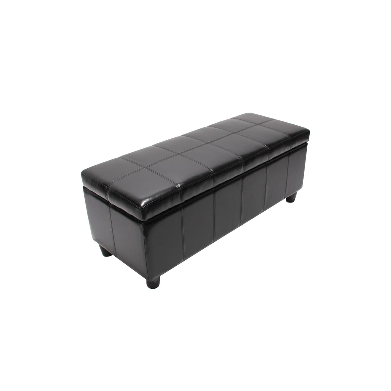 Bank Sitzbank MIT Aufbewahrung Arezzo Leder + Kunstleder 112x45x45cm MVG-zertifiziert ~ schwarz