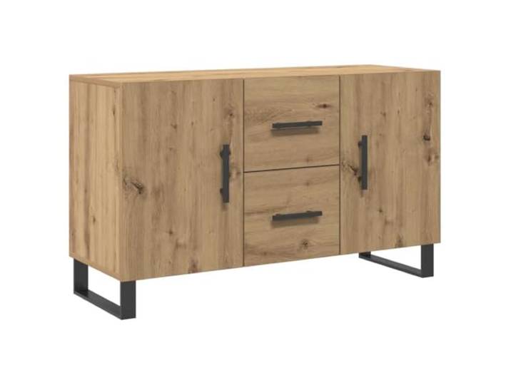 Makastle Sideboard Artisan-Eiche 100x36x60 cm aus Holzwerkstoff mit Metallbeinen für Wohnzimmer, Flur und Büro