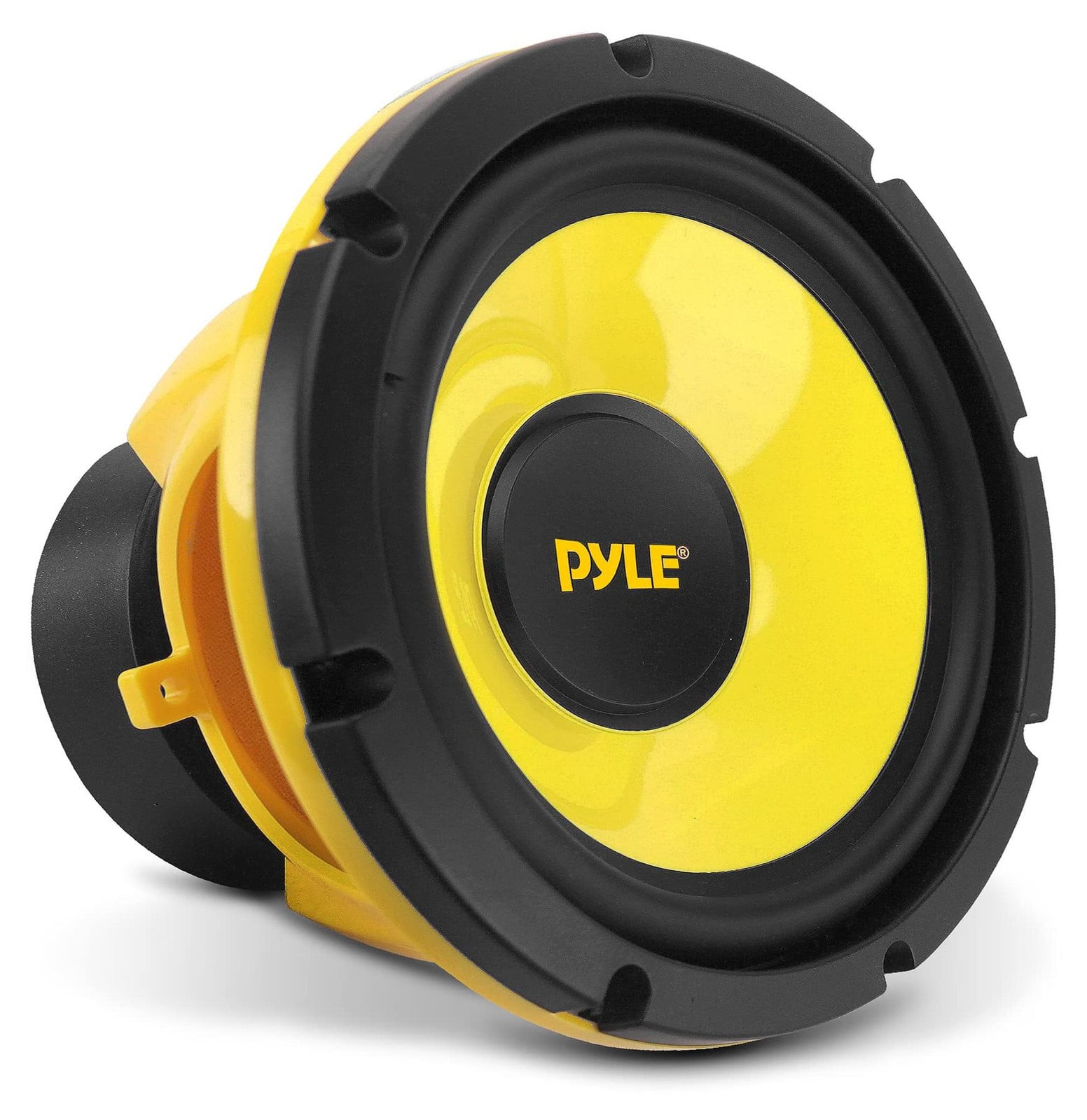 Pyle 8 inch (203 mm) subwoofer voor auto, 400W, 4 Ohm, gele polyconus, middenbas luidspreker