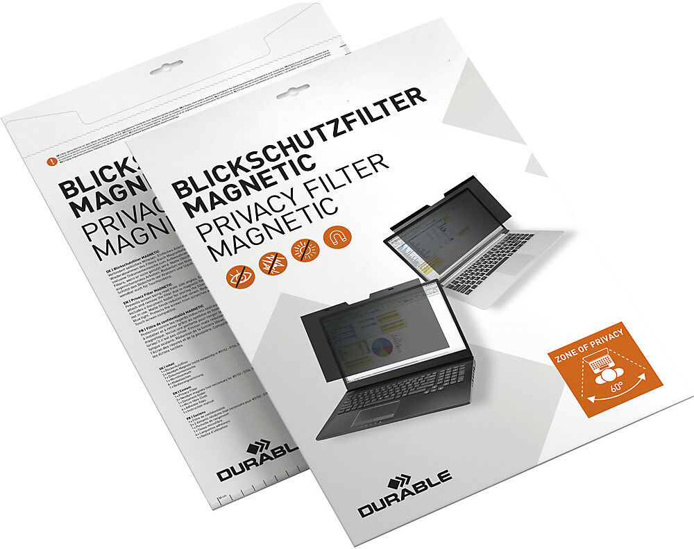 DURABLE Blickschutzfilter MAGNETIC 16:9, anthrazit/grau, VE 2 Stk, für Bildschirme 13,3'', Seitenverhältnis 16:9