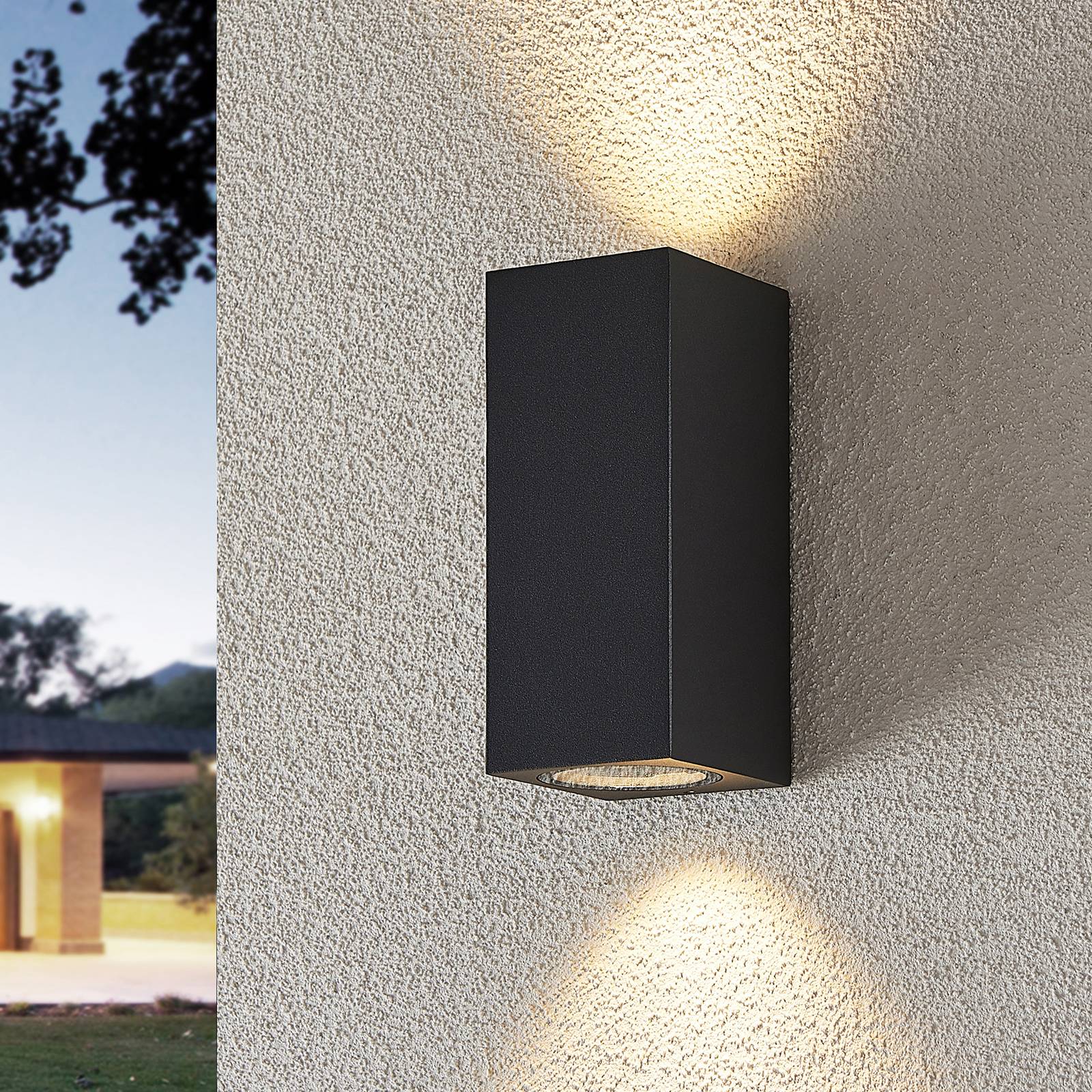 Applique extérieur Lavina Lucande, dimmable, noir, Aluminium, Moderne, Applique Exterieur