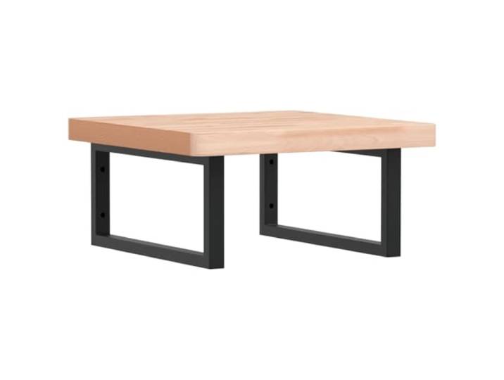 WEMYUFURN Waschbeckenregal Wandmontage Stahl und Massivholz Buche Schweberegal, rechteckige Halterungen, Handtuchaufhängung, moderne Badgestaltung, Schrauben nicht enthalten