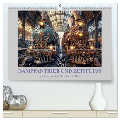Dampfantrieb und Zeitfluss: Eine mechanische Chronologie (hochwertiger Premium Wandkalender 2027 DIN A2 quer), Kunstdruck in Hochglanz