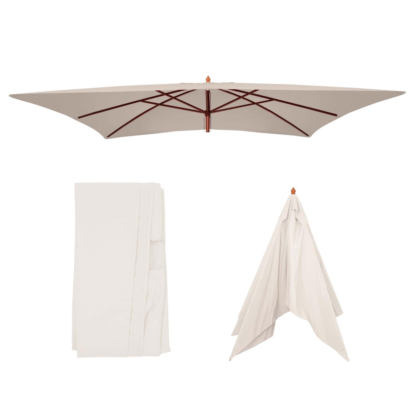 Ersatz-Bezug für Sonnenschirm Lissabon 3x4m, Sonnenschirmbezug Ersatzbezug, Polyester ~ creme