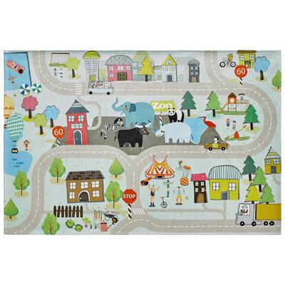 Kinderteppich KAYOOM "Sympathy Kids 241", multi, B:80cm H:5mm L:120cm, Polyester, Teppiche, Kinderteppich, Kurzflor, Modernes Muster, Fußbodenheizungsgeeignet