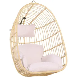 HÄNGESESSEL PE Rattan natürlich/beige mit Sitzkissen Casoli