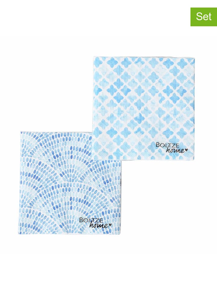 Boltze 2er-Set: Servietten "Azur" in Hellblau - 2x 20 Stück - onesize