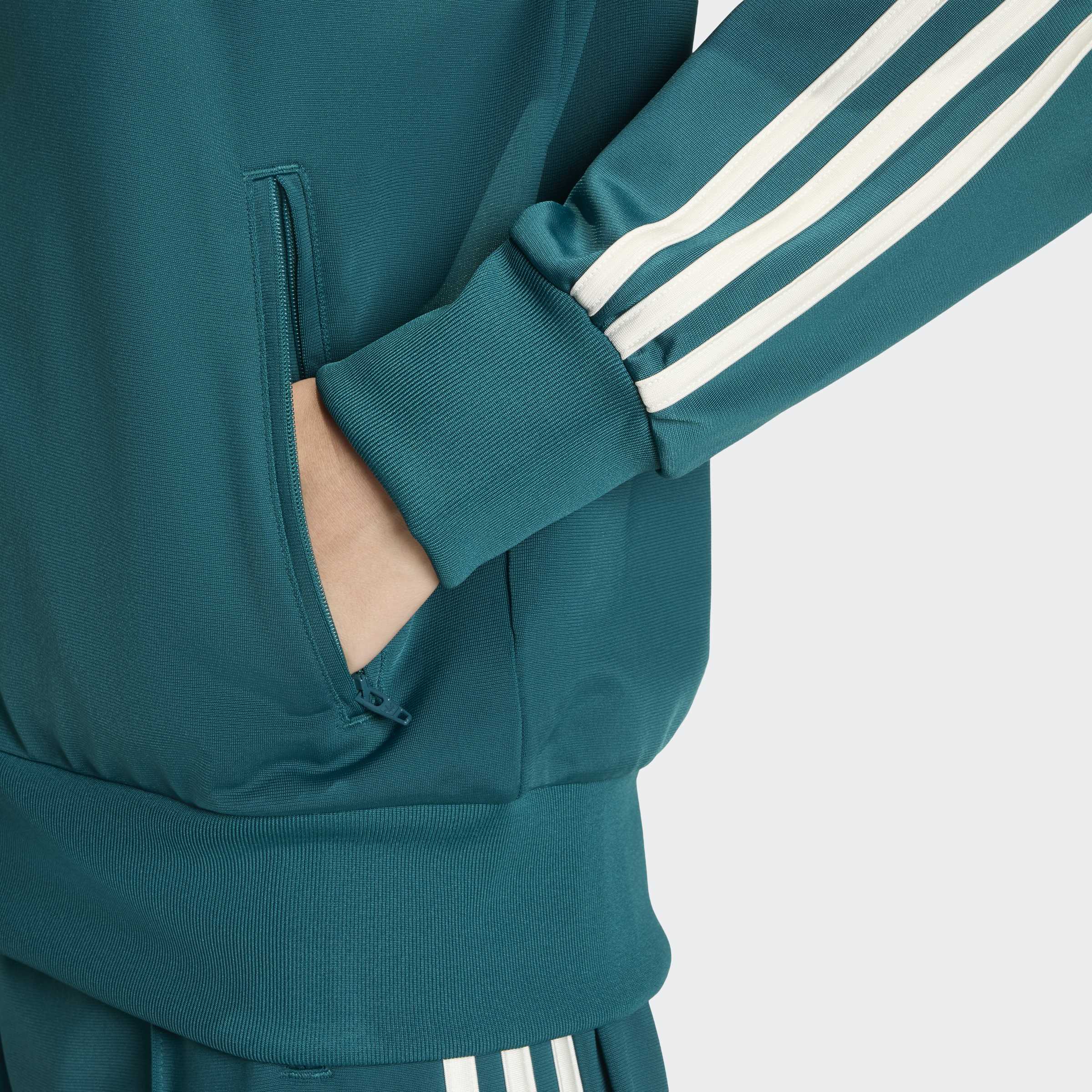Trainingsjacke ADIDAS ORIGINALS "FIREBIRD TRACK LOOSE", Damen, Gr. S, legacy teal, sanftes weiß, Obermaterial: 100% Polyester, Jacken Trainingsjacke, mit FIREBIRD-Design, locker geschnitten legacy teal, sanftes weiß S