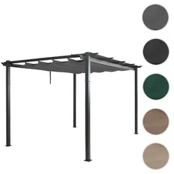 Aluminium Pergola HWC-N93, Gartenpavillon Pavillon Garten, stabiles 8cm-Gestell Schiebedach UV50+ 3x4m ~ anthrazit