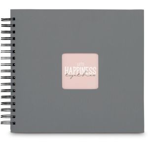 Hama Fotoalbum Fine Art 9840, Spiralalbum, 28 x 24 cm, 50 schwarze Seiten für 100 Fotos, steingrau