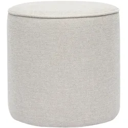 Runder Pouf aus Stoff in Beige mit samtigem Effekt und Textur D40 cm PAUL