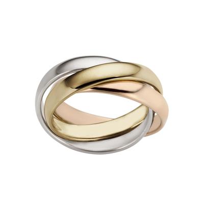 Goldring FIRETTI "Schmuck Geschenk Gold 585, Tricolor-Optik, massiv" Gr. 16, rosa (gelbgoldfarben, weißgoldfarben, roségoldfarben), Fingerringe, Damen, 16, Gelbgold 585 Roségold 585 Weißgold 585, 9mm, Gelbgold 585, Roségold 585, Weißgold 585, Goldring